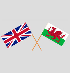 Crossed Flags Of The Uk And Wales Official Colors