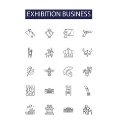 Exhibition Business Line Icons And Signs