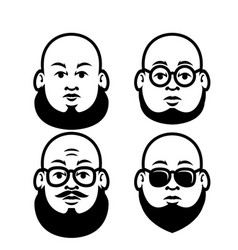 Fat Bald Beard Man Mascot Logo