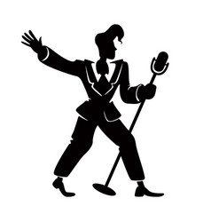 Jazz Male Singer Black Silhouette Retro Person