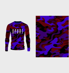 Long Sleeve Jersey Red Blue Black Camo Texture