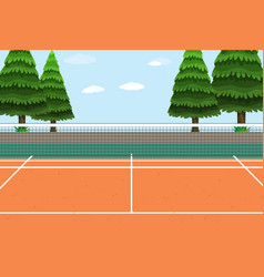 Empty Tennis Court Scene