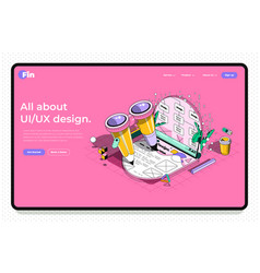 Ux Design Concept 3d Isometric Outline Landing