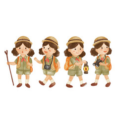 Collection Of Girl Scout With Hiking Suit