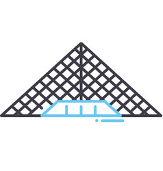 Louvre Pyramid Line Icon Outline Symbol