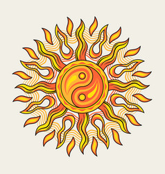 Sun With Ying Yang Symbol Concept Of Harmony