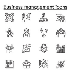 Business Management Icon Set In Thin Line Style