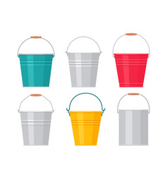 Metal Bucket Flat Design Pail Icon