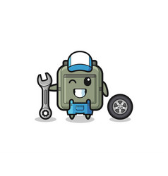 School Bag Character As A Mechanic Mascot