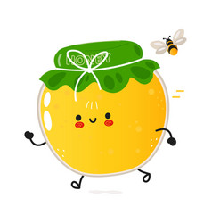 Cute Funny Running Jar Of Honey Hand Drawn