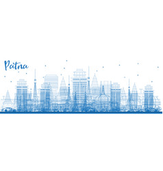 Outline Patna India City Skyline With Blue