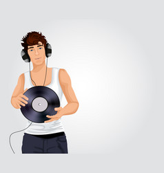 Young Dj Man With Headphones