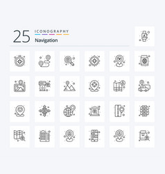 Navigation 25 Line Icon Pack Including Map