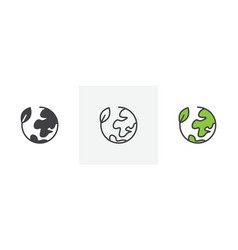 Green Earth Planet Icon Set Save World