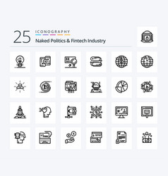 Naked Politics And Fintech Industry 25 Line Icon