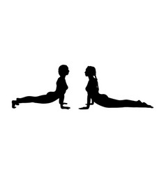 Yoga Cobra Pose Or Bhujangasana Woman And Man