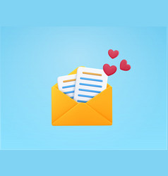 3d Opened Envelop With Letters And Hearts