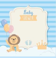 Card Cute Lion With Feeding Bottle And Balloons