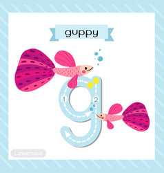 Letter G Lowercase Tracing Pink Guppy Fish