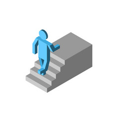 Man On Stairs Going Up 3d Isometric Icon