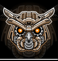 Owl Head Mecha Robot Mascot E Sports Logo Design