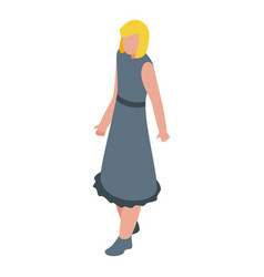 Young Woman Walking In Elegant Dress Isometric