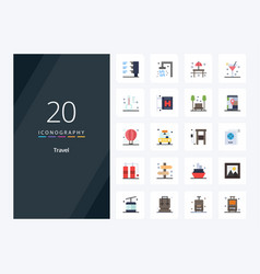 20 Travel Flat Color Icon For Presentation Icons