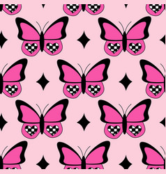 Emo Seamless Pattern With Butterflies Hearts