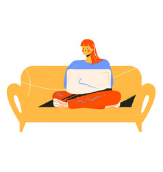 Girl With Computer Couch Character