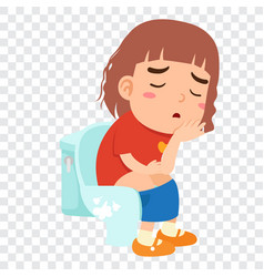 Kid Girl Sitting On Toilet