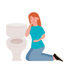 Bulimia Woman In Toilet