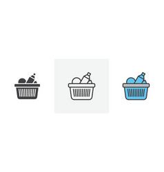 Grocery Shopping Icon Set Basket Market