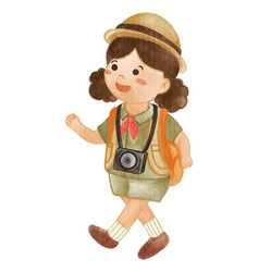 Girl Scout With Hiking Suit Hold Camera