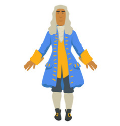 Rococo Fashion Style Nobleman In Wig And Jacket