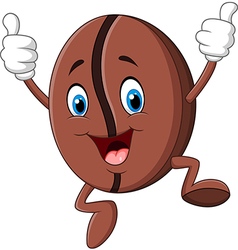 Cartoon Of Jumping Coffee Bean Mascot Giving Vector Cartoon Of Jumping Coffee Bean Mascot Giving Vector