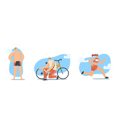 Triathlon Competition Concept Triathletes Male