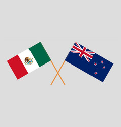 Crossed Flags Of Mexico And New Zealand Official