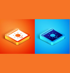 Isometric Browser Window Icon Isolated On Orange