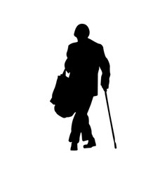 Silhouette Of An Elderly Woman With A Bag