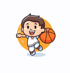 Cute Boy Playing Basketball Cartoon Character