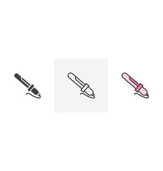 Hair Curler Icon Set Woman Styler