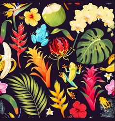 Seamless Pattern With Tropical Flowers