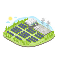 Solar Farm Power Plant Electricity Isometric