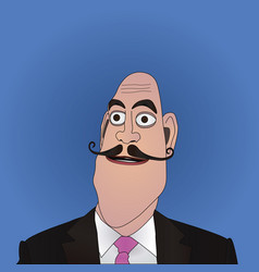 Bald Man With A Dalis Moustache Cartoon Profile