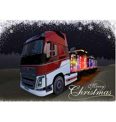 Christmas Card With A Truck And Trailer