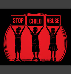 Stop Child Abuse Children With Sign Board