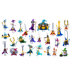 Cartoon Tools Wizard And Warlock Characters Set