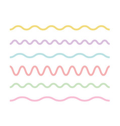 Wavy Line Set In White Background Simple Childish