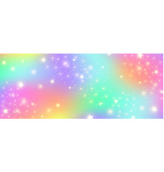 Rainbow Pastel Background With Stars Unicorn