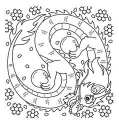 Year Of The Dragon Yin Yang Coloring Page For Kids